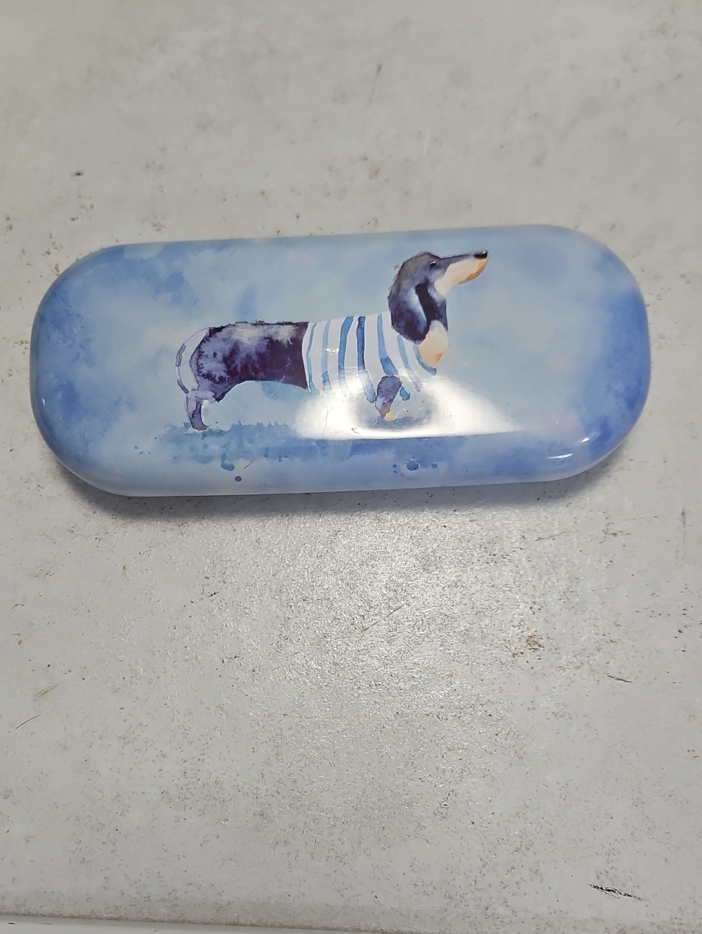 Dachshund Illustration Catseye London Hard Glasses Case - Blue